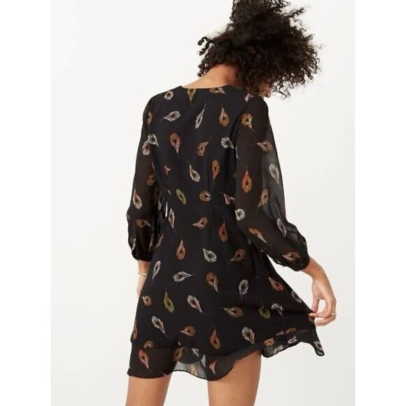 Madewell Womens 0 Peacock Feather Print Poppy Dress - Picture 3 of 10